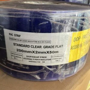 PVC Strip Curtain Clear Plain Premium – 2mm Thick x 200mm Wide x 50m Roll