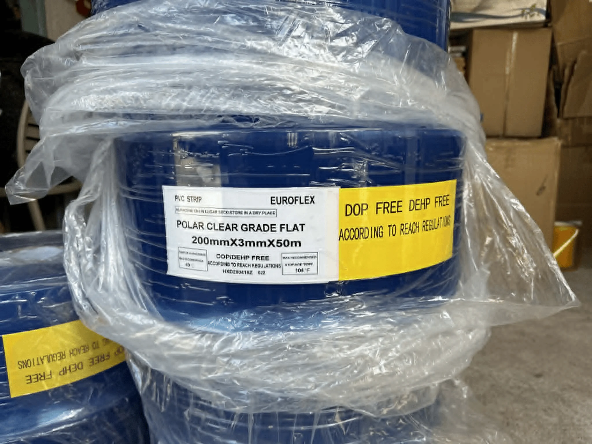 PVC Strip Curtain Clear Plain Polar Grade – 3mm Thick x 200mm Wide x 50m Roll