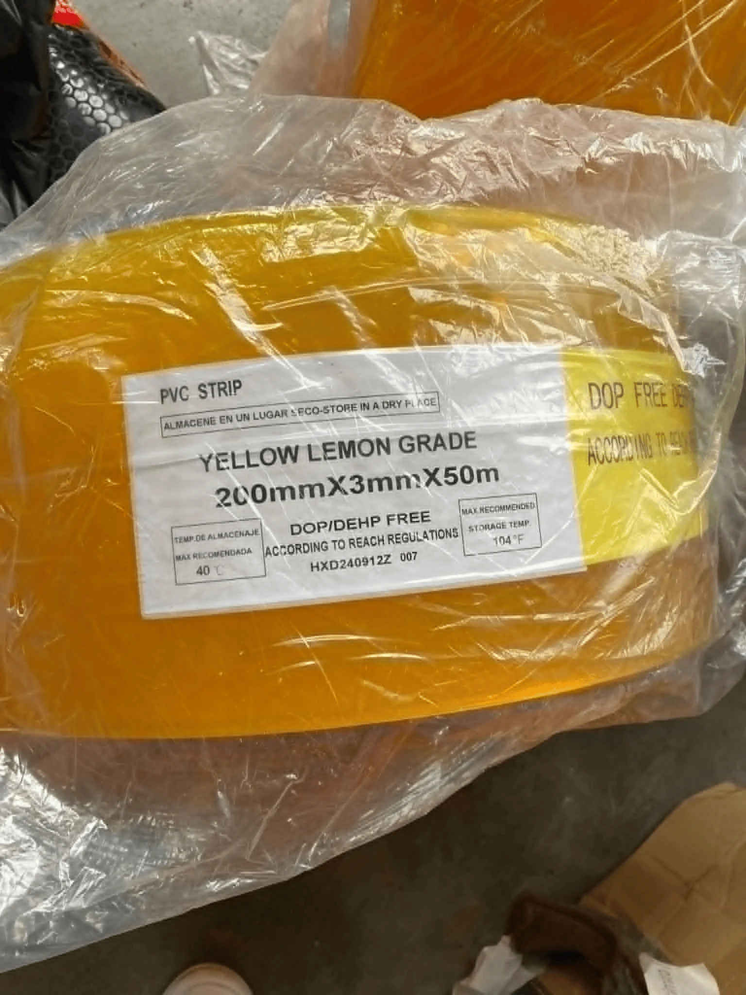 PVC Strip Curtain Yellow Plain Premium – 3mm Thick x 200mm Wide x 50m Roll
